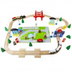 Set trenulete 80 piese My Busy Train din lemn